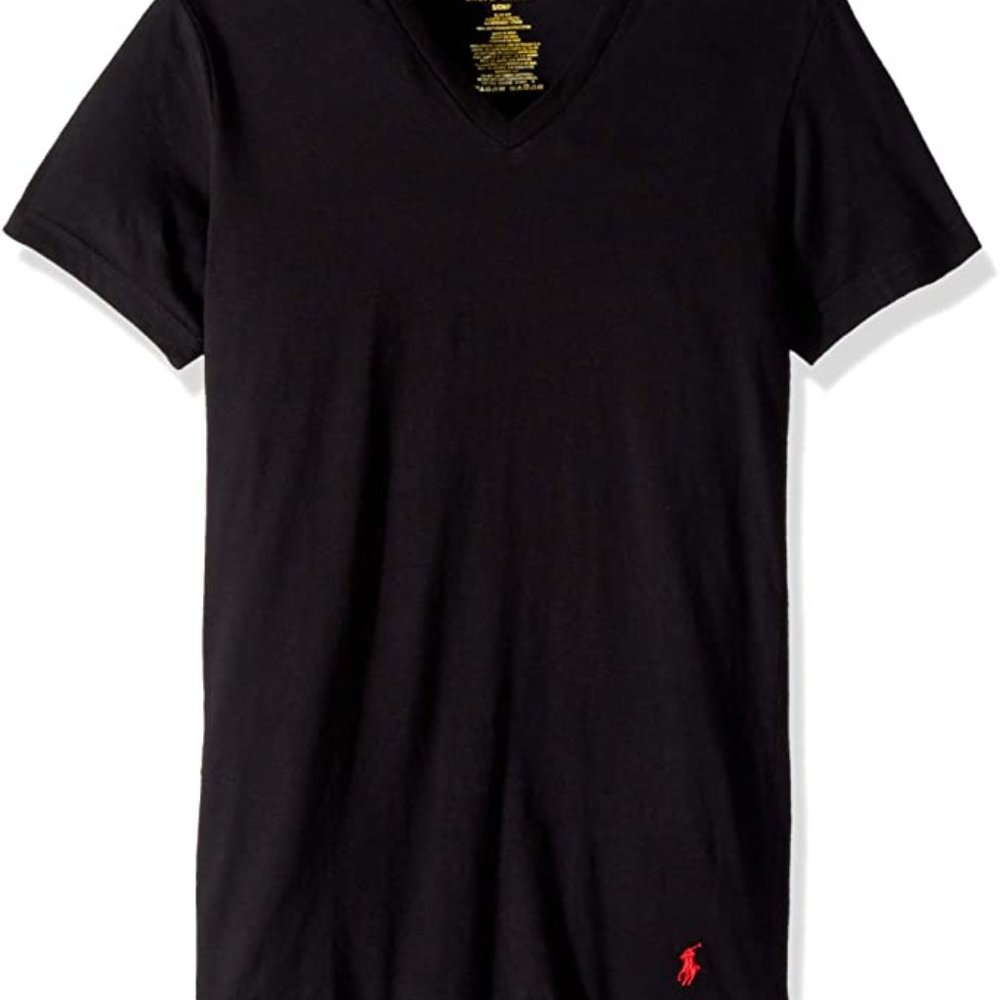 Navy Blue Ralph Lauren Polo Tee Shirt V Neck - Picture 2 of 2